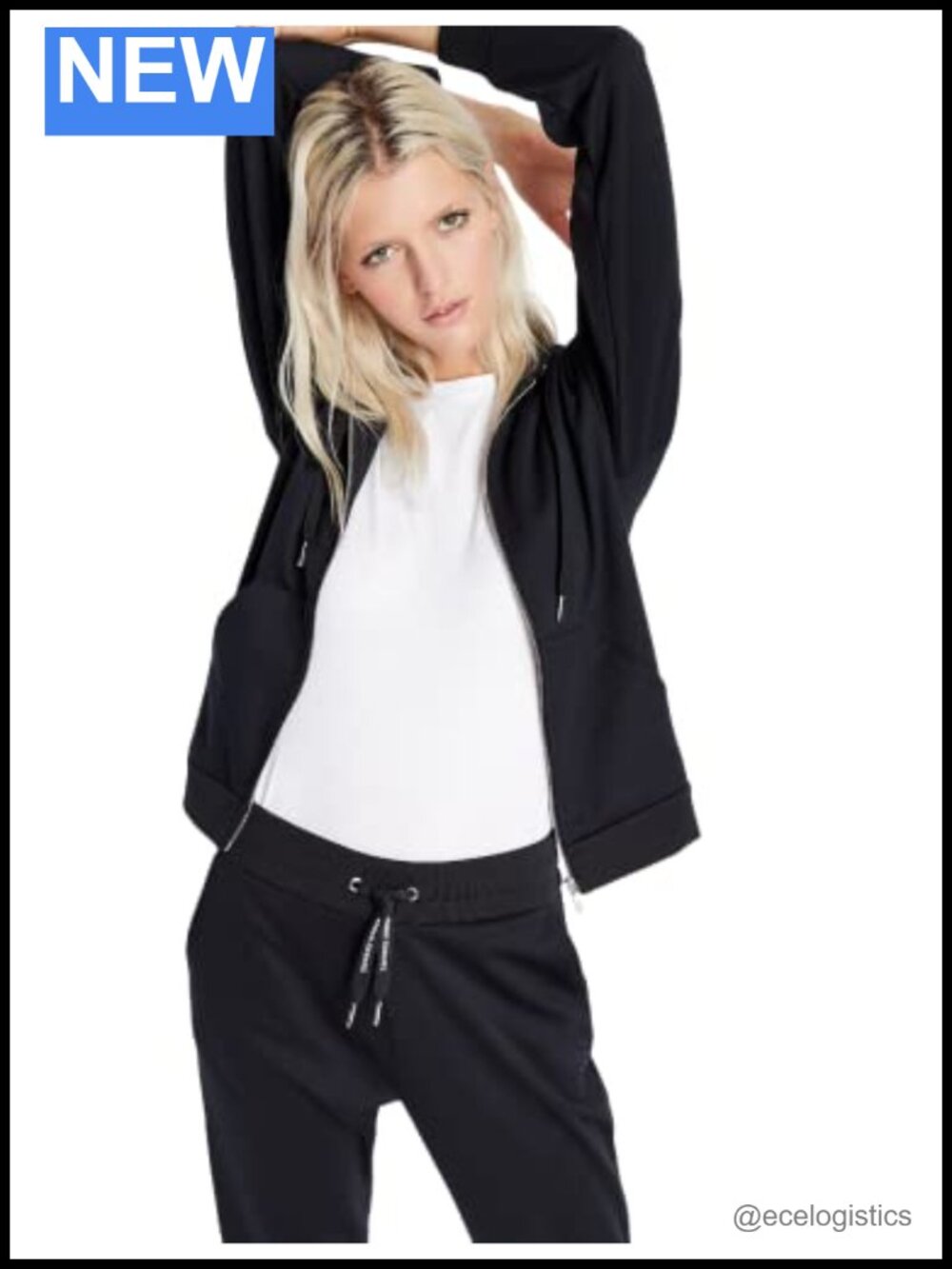 Women's Zip Up Hooded Sweatshirt Long Sleeve Stretch Poly Viscose Interlock